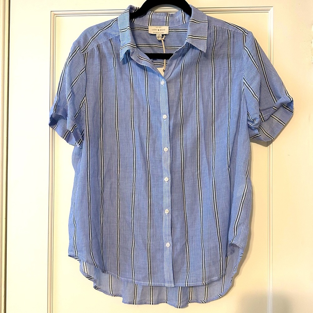 Lucky Brand Blue Striped Button Up - Size L